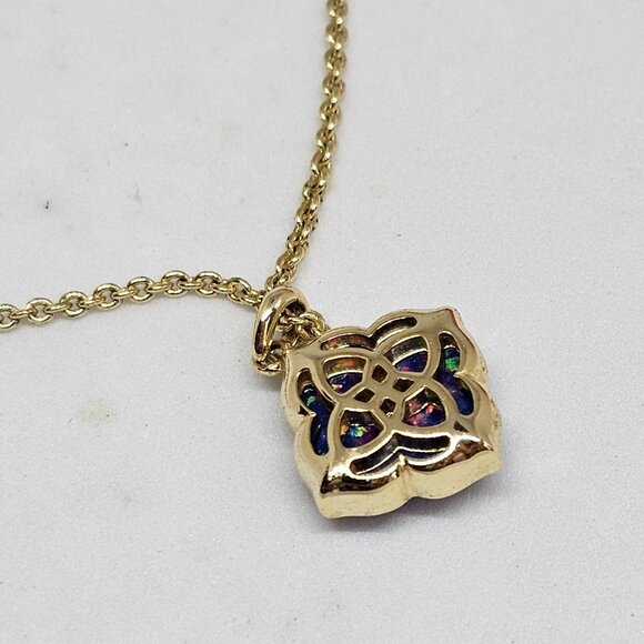 Kendra Scott Mallory Pendant Necklace Indigo Kyocera Opal Stone Gold Plated 19" - Picture 7 of 12